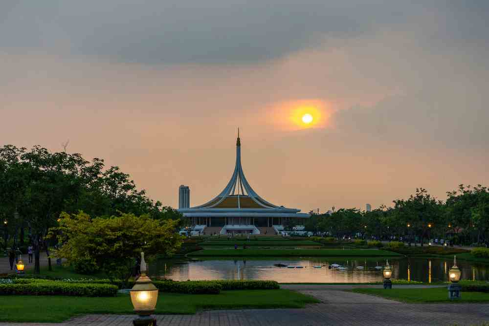 Beautiful Sunset at Suan Luang Rama Park, Bangkok, Thailand