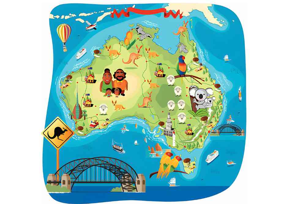 Cartoon map of Australia