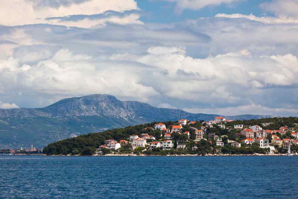 Ciovo island, Trogir area, Croatia view from the sea.