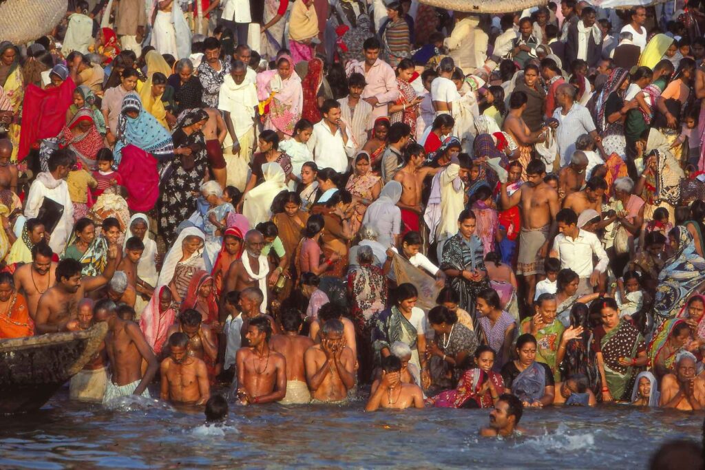 Hindu Pilgrims Bathe in the Ganges